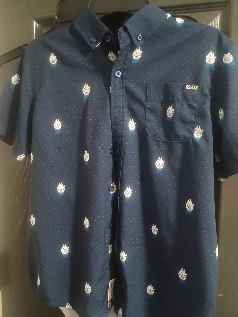 RSVLTS Navy Short-Sleeve Button-Down Shirt with White Sailboat Print